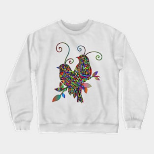 Colourful illustration of two sitting birds Crewneck Sweatshirt